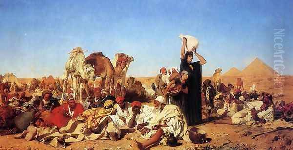 Rast In Der Wuste Bei Gizeh (Rest in the Desert in Gizeh) Oil Painting by Leopold Carl Muller