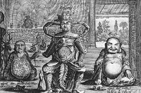 Chinese Gods including Shou-hsing the God of Longevity from an account of a Dutch Embassy to China Oil Painting by Jacob van Meurs