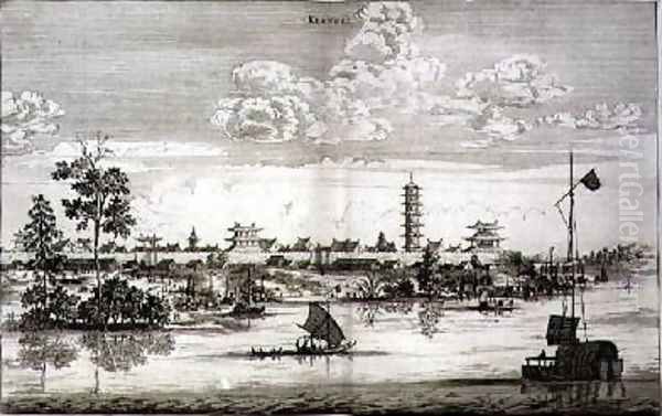 Kiangsi from an account of a Dutch Embassy to China 1665 Oil Painting by Jacob van Meurs