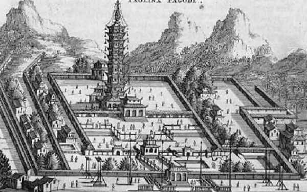 The Paolinx Pagoda from an account of a Dutch Embassy to China 1665 Oil Painting by Jacob van Meurs