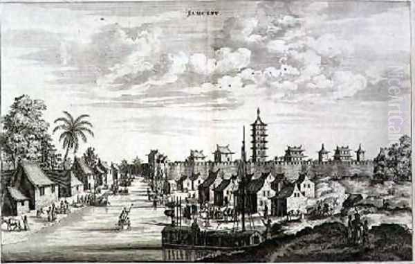 Jamcefu from an account of a Dutch Embassy to China 1665 Oil Painting by Jacob van Meurs