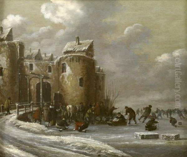 Patineurs Oil Painting by Thomas Heeremans