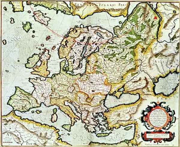 Map of Europe 1554 Oil Painting by Gerard Mercator