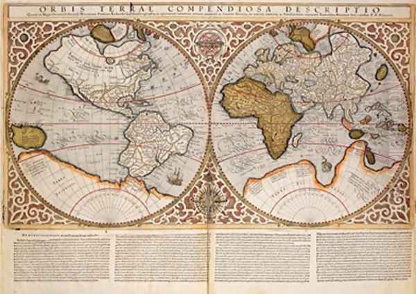 Double Hemisphere World Map 1587 2 Oil Painting by Gerard Mercator