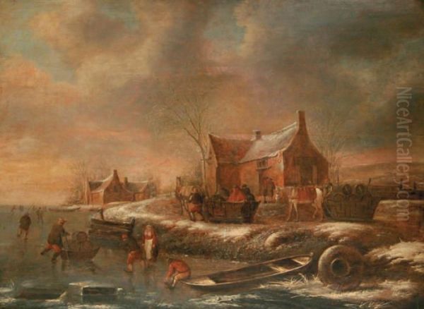 Paysage D'hiver Oil Painting by Thomas Heeremans