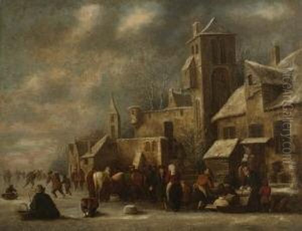 Winterliche Dorfansicht Oil Painting by Thomas Heeremans