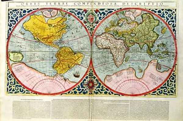 Map of the World from the Atlas sive cosmographicae Oil Painting by Gerard Mercator