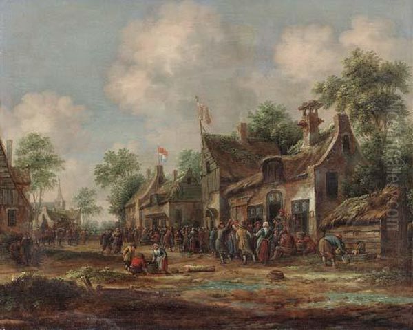 A Village Kermesse Oil Painting by Thomas Heeremans