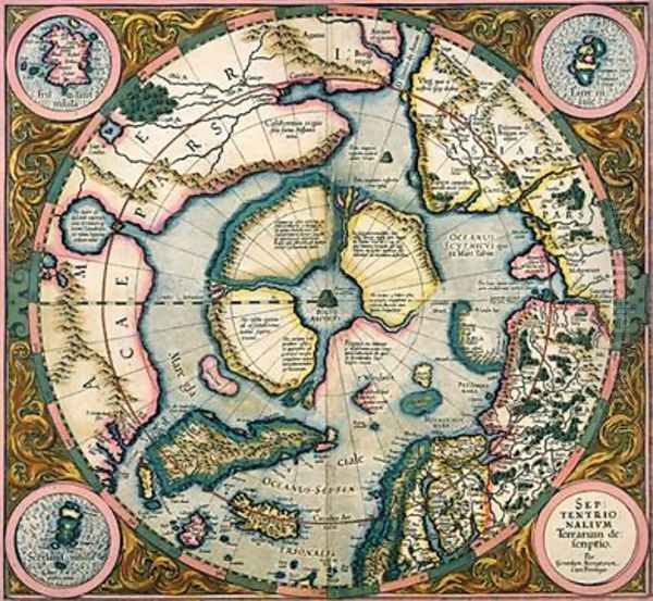 Septentrionalium terrarum descriptio map of the Arctic 1595 Oil Painting by Gerard Mercator