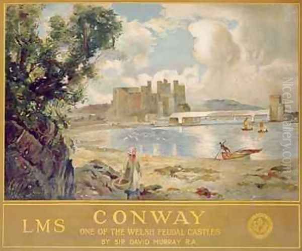 Conway Castle poster advertising the London Midland and Scottish Railway 1930 Oil Painting by David Murray