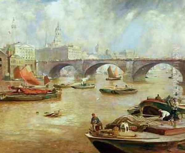 London Bridge from Bankside Oil Painting by David Murray