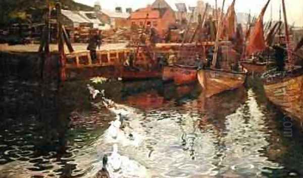 Tarbert Harbour 1878 Oil Painting by David Murray