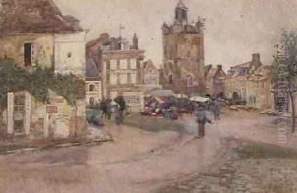 Market Day at Genilly France Oil Painting by David Murray