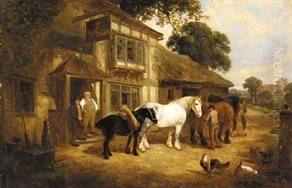 Outside the Inn Oil Painting by Edwin L. Meadows