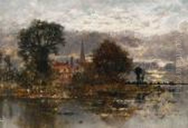 Evening On The Broads Oil Painting by Karl Heffner