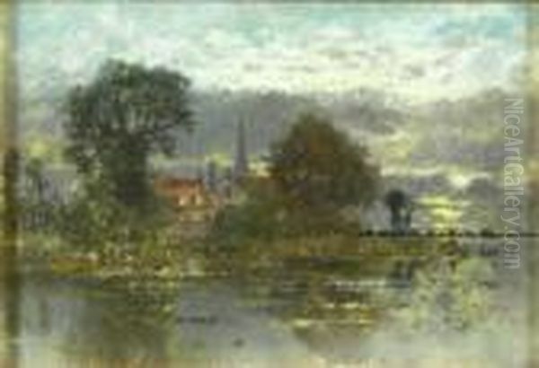 Evening On The Norfolk Broads Oil Painting by Karl Heffner