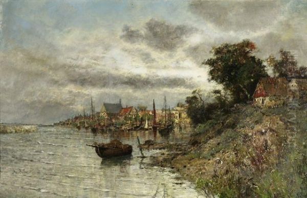 Hafen Von Stralsund Oil Painting by Karl Heffner