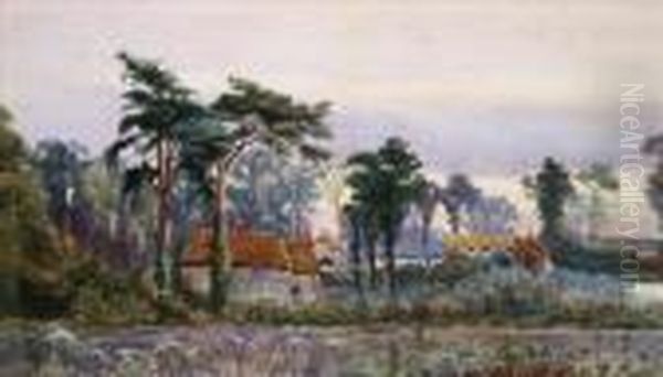 A View Of Afarm Oil Painting by Karl Heffner