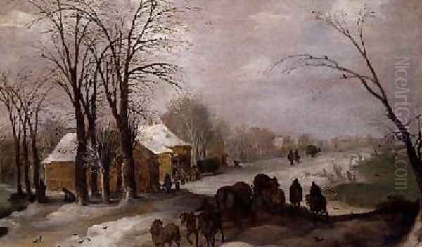 Travellers in the snow Oil Painting by Josse de Momper