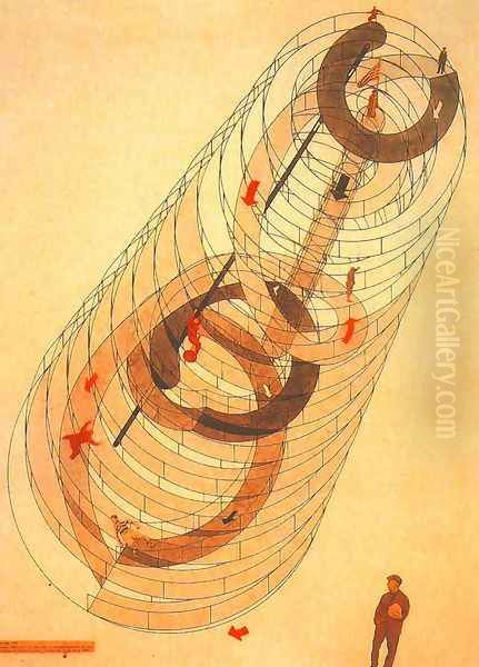 Kinetic Construction Oil Painting by Laszlo Moholy-Nagy