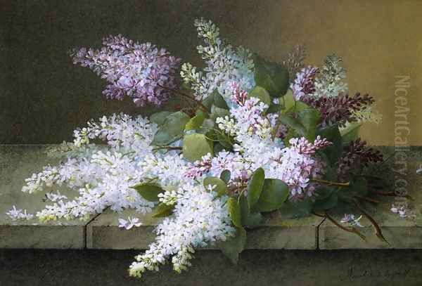 Branch of Lilacs Oil Painting by Raoul Maucherat de Longpre