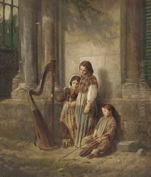 The little musicians Oil Painting by Jaime Morera y Galicia