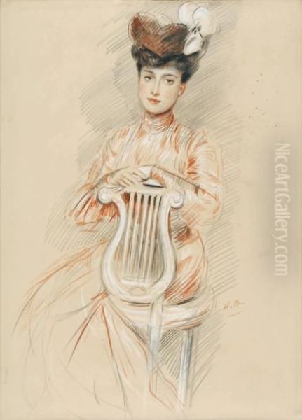 Elegante A La Chaise Longue Oil Painting by Paul Cesar Helleu