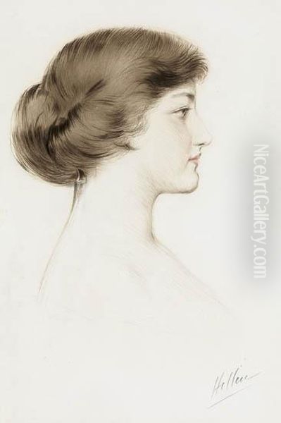 Femme Au Profil Oil Painting by Paul Cesar Helleu