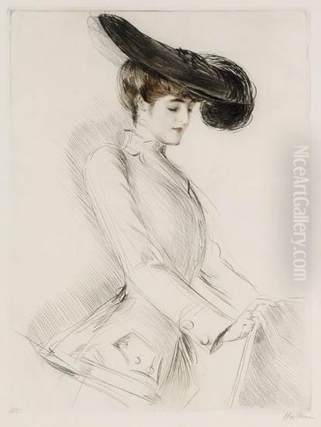 Femme Au Chapeau Oil Painting by Paul Cesar Helleu