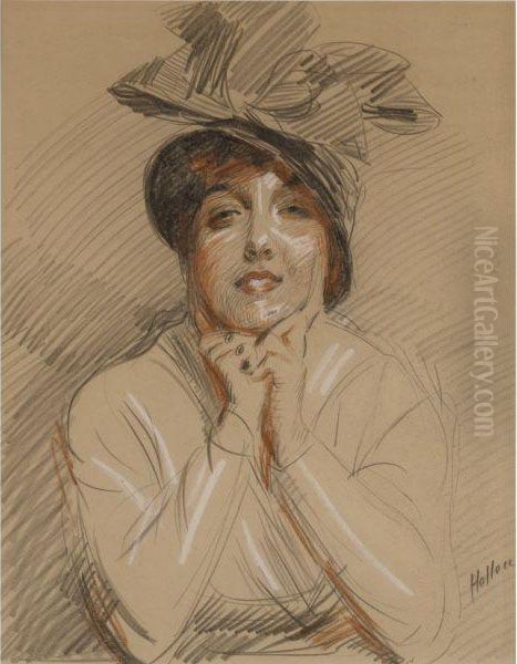 Portrait Of A Woman Oil Painting by Paul Cesar Helleu