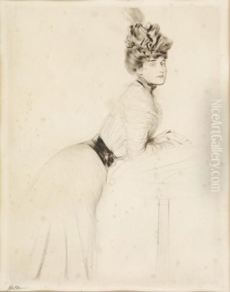 Elegante Au Gueridon Oil Painting by Paul Cesar Helleu