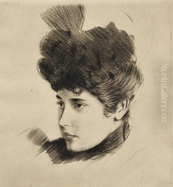 Mademoiselle Ellen Helleu Oil Painting by Paul Cesar Helleu