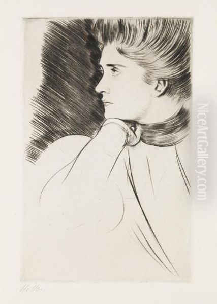 Femme Accoudee. Oil Painting by Paul Cesar Helleu