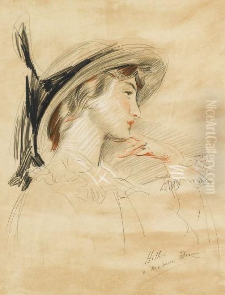 Young Girl In Profile Oil Painting by Paul Cesar Helleu