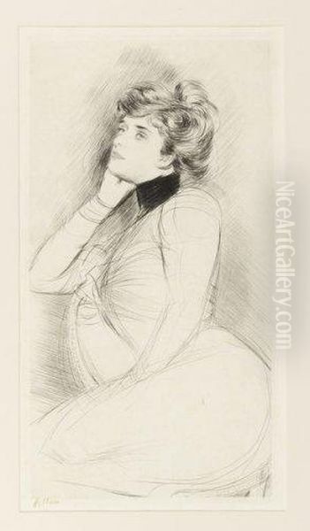 Elegante Oil Painting by Paul Cesar Helleu