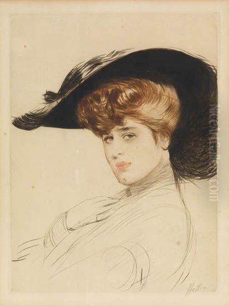 Femme Au Grand Chapeau Oil Painting by Paul Cesar Helleu