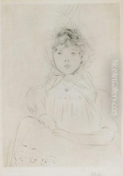 Young Girl In A Bonnet Oil Painting by Paul Cesar Helleu