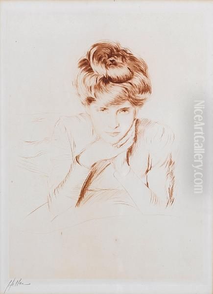 Portrait Of A Seated Woman Oil Painting by Paul Cesar Helleu