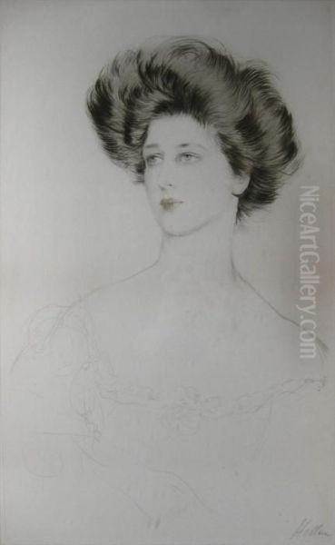 Portrait Of A Young Gazing Lady Oil Painting by Paul Cesar Helleu