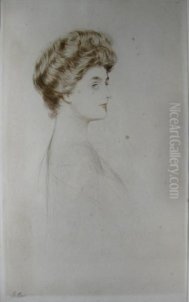 Side Portrait Of A Young Woman Oil Painting by Paul Cesar Helleu