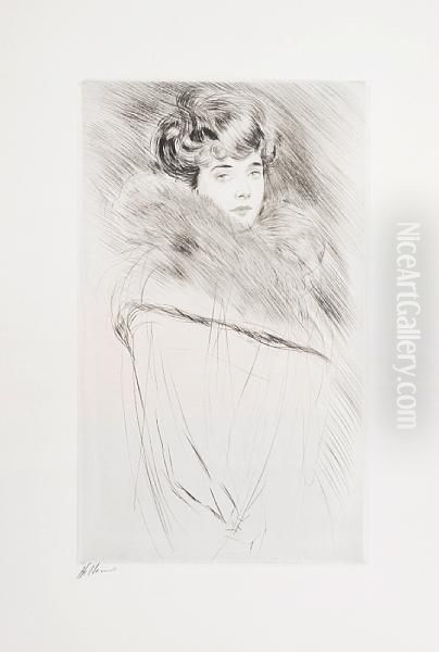 Portrait Of A Young Woman Oil Painting by Paul Cesar Helleu