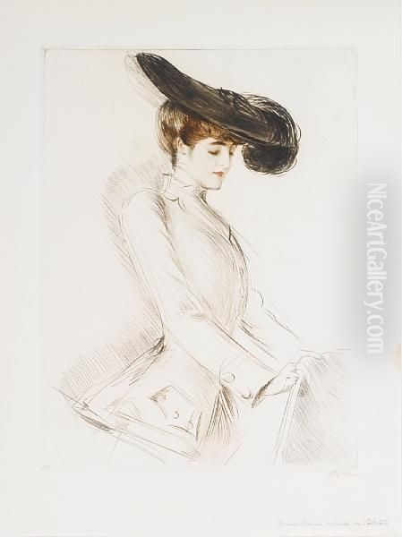 Jeune Femme Les Yeux Baisses by Paul Cesar Helleu