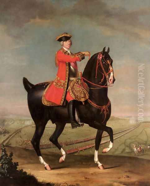 Equestrian Portrait of Field Marshal Sir Jean Louis Ligonier, 1st Earl Ligonier (1705-1770) Oil Painting by Daniel Morier