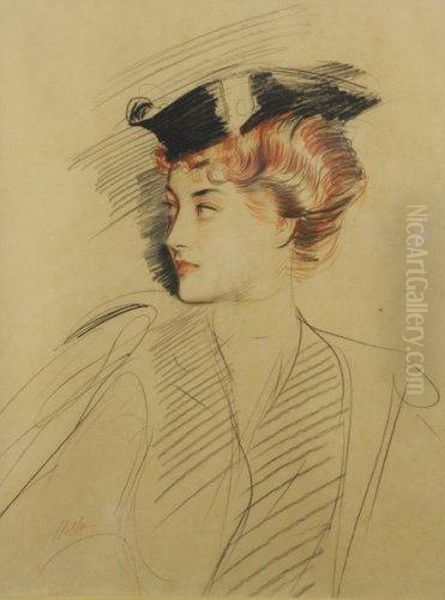 Portrait De Gladys Dickens, Duchesse De Marlborough. Oil Painting by Paul Cesar Helleu