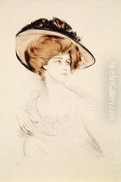 Femme Au Chapeau Oil Painting by Paul Cesar Helleu