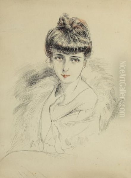 Portrait De Femme Oil Painting by Paul Cesar Helleu