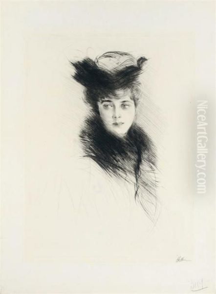 Etude De Madame Cheruit Oil Painting by Paul Cesar Helleu