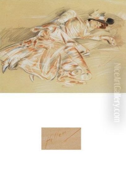 Jeune Fille Endormie Oil Painting by Paul Cesar Helleu