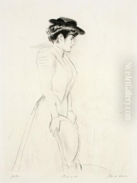 Le Portrait D'une Jeune Femme Oil Painting by Paul Cesar Helleu