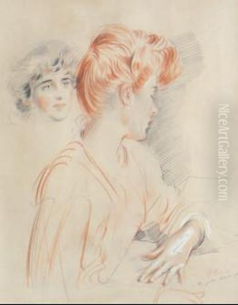 Portrait De Femme Oil Painting by Paul Cesar Helleu